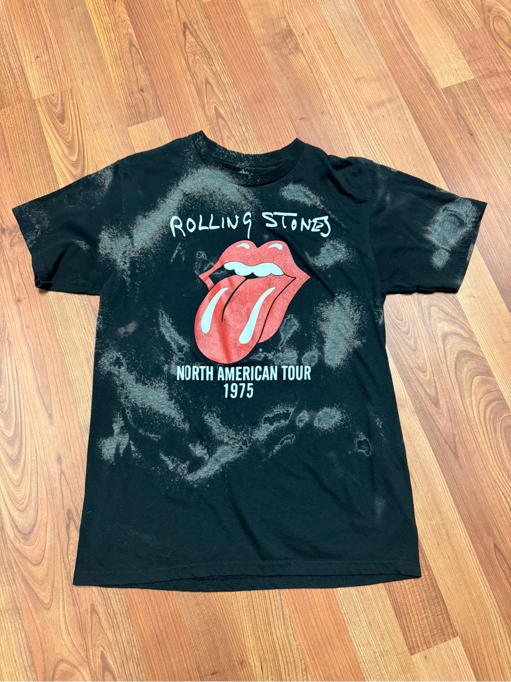 the Rolling Stones Black Tee with Red Tongue Graphic